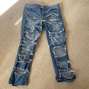 Gap 1969 High Rise Crop Ripped Jeans (Denim)